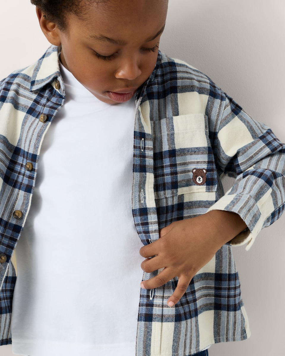 image 1 of F&F Boys Pure Cotton Check Shirt and Jeans Set in Multi