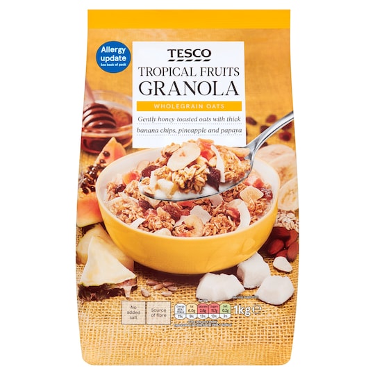 Tesco Tropical Fruits Granola 1Kg Tesco Groceries