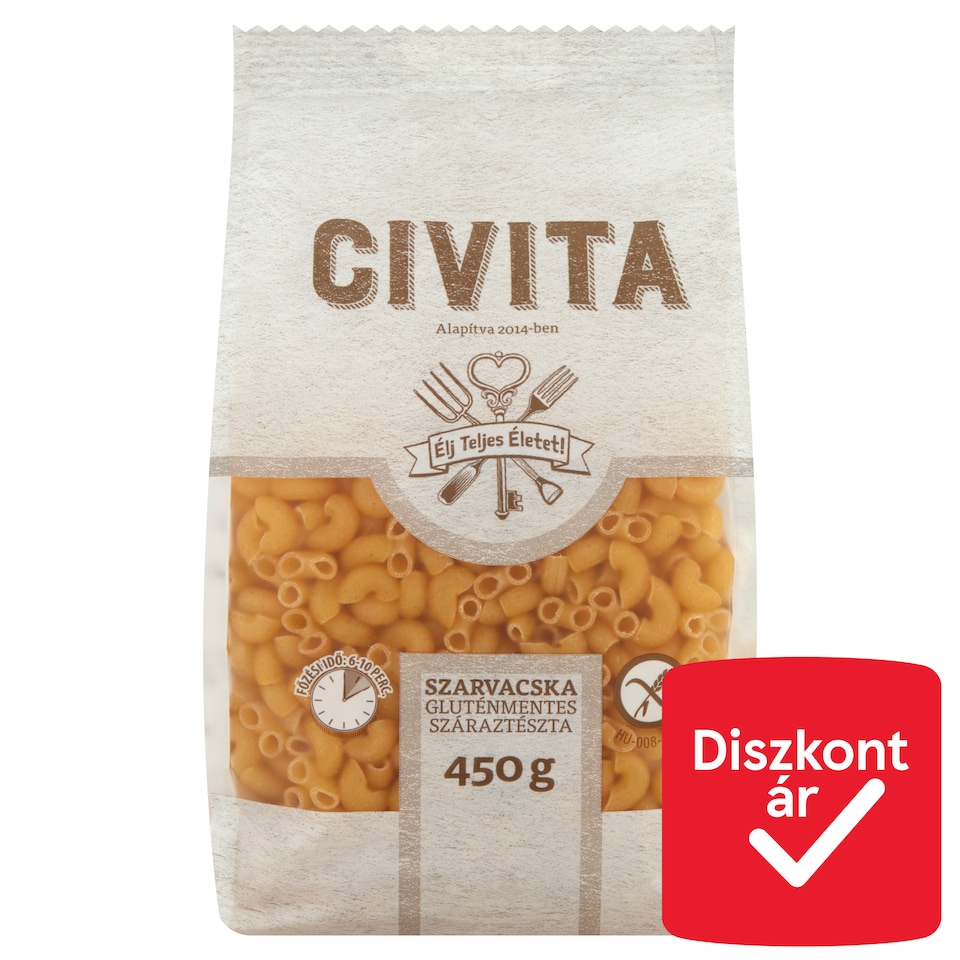 Civita szarvacska gluténmentes száraztészta 450 g