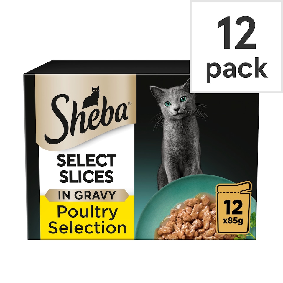 image 1 of Sheba Select Slices Cat Food Pouches Poultry in Gravy 12x85g