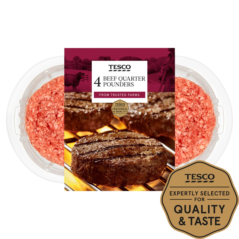 Tesco Beef Quarter Pounders 4 Pack 454g