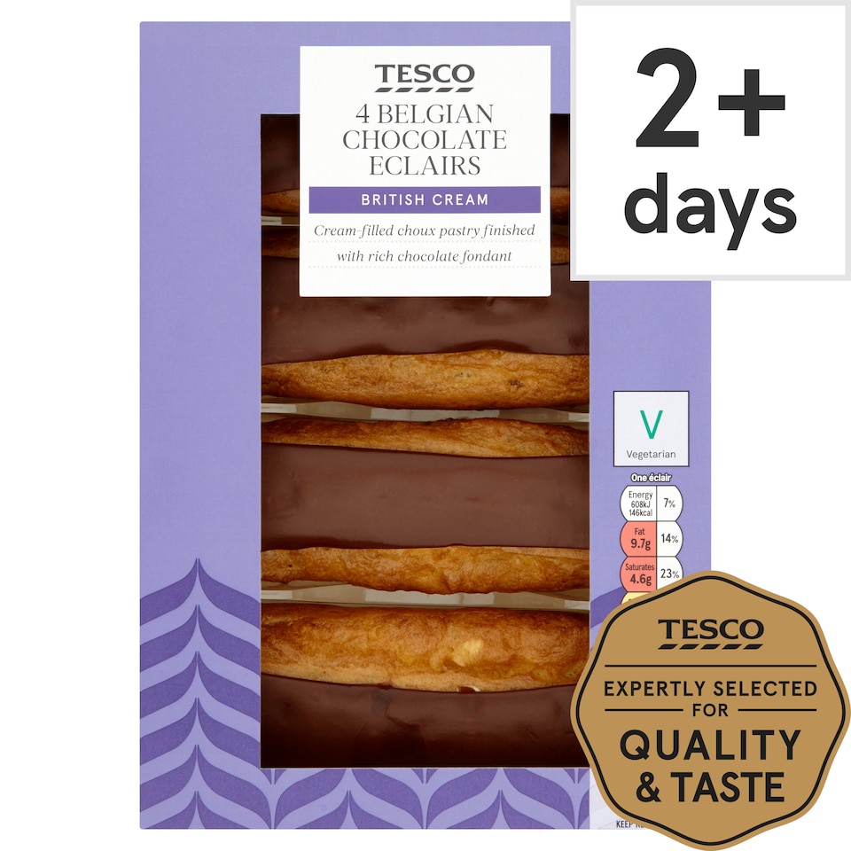 Tesco Belgian Chocolate Eclairs 4 Pack