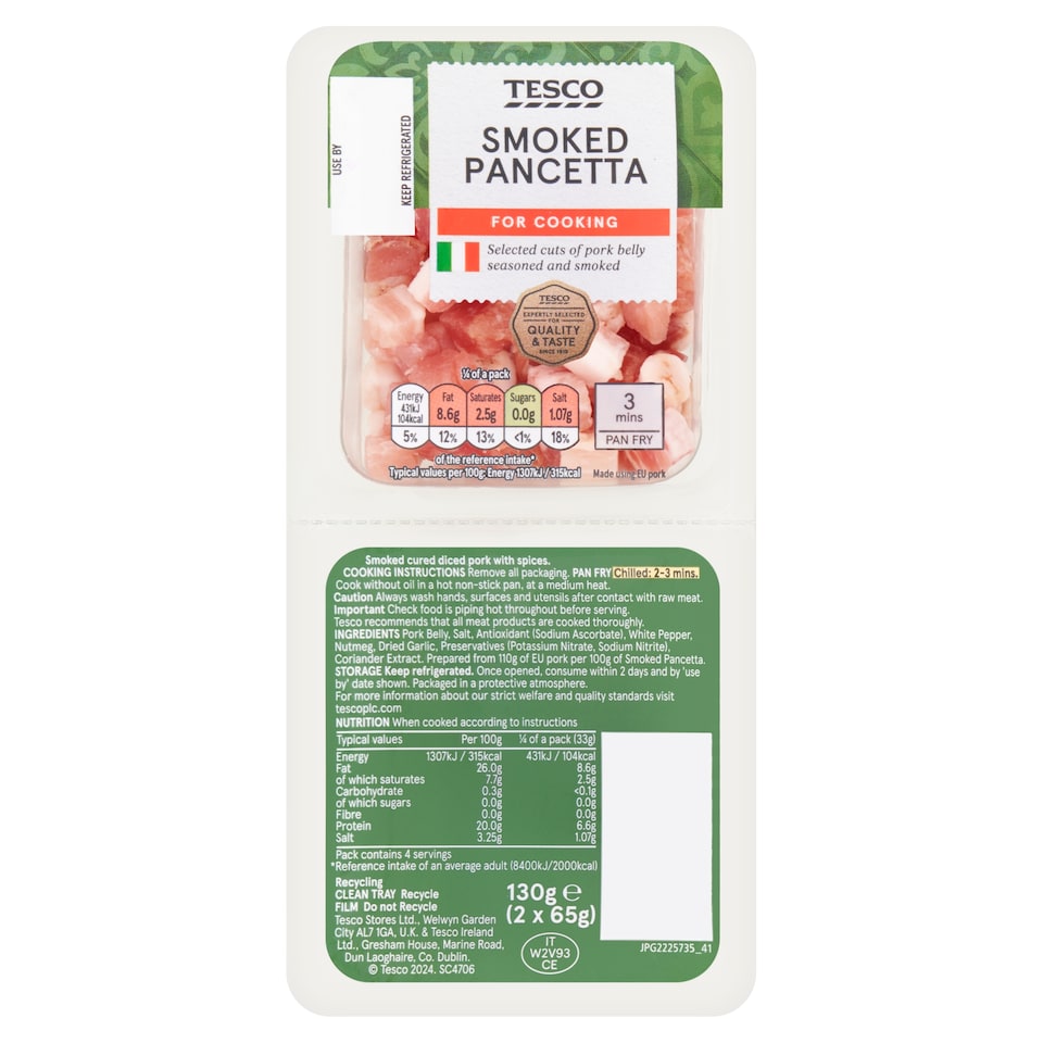 image 1 of Tesco Smoked Pancetta 2 X 65G