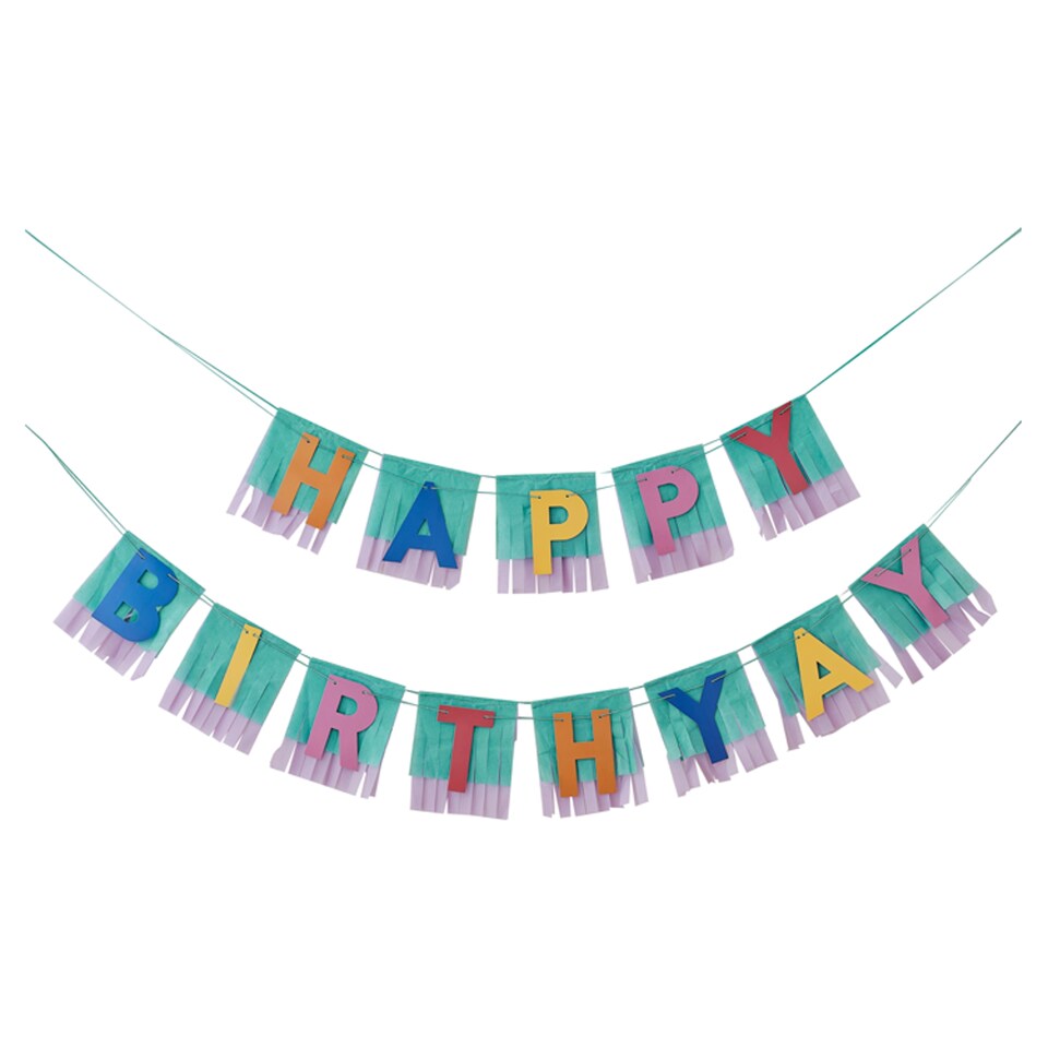 image 1 of Ginger Ray Rainbow 'Happy Birthyay' Fringe Bunting