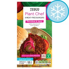 Tesco Plant Chef Meat-Free Burgers 8 Pack 454g