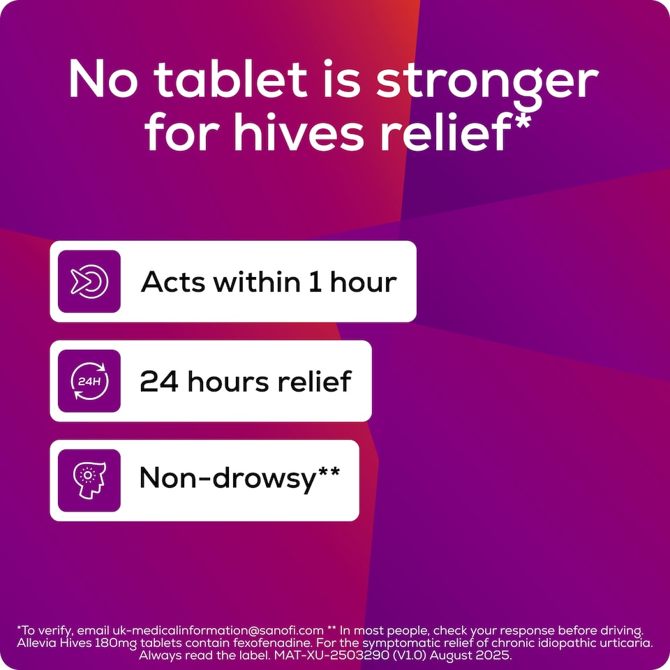 image 1 of ALLEVIA Hives 180MG Tablets 15 Pack