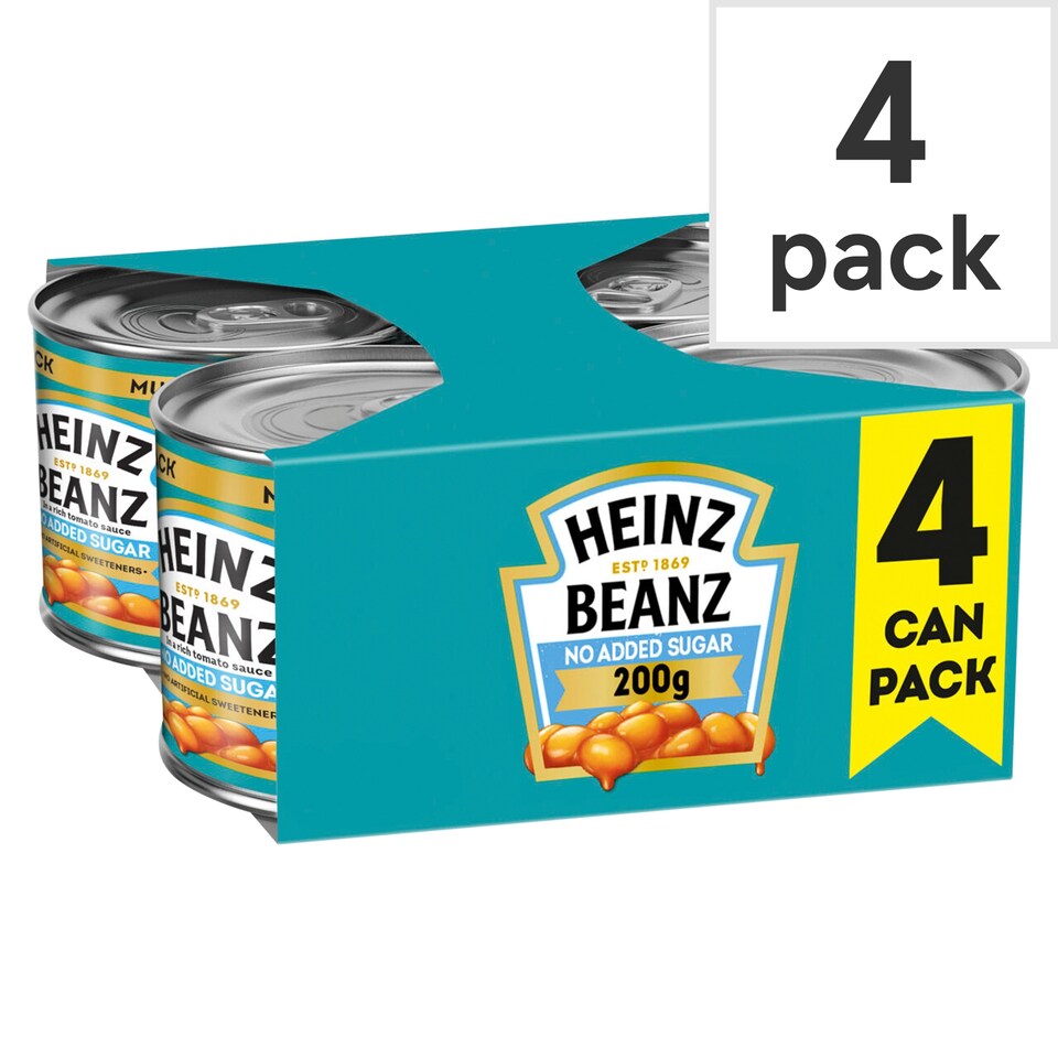 image 1 of Heinz No Added Sugar Baked Beans in Tomato Sauce 4 x 200g