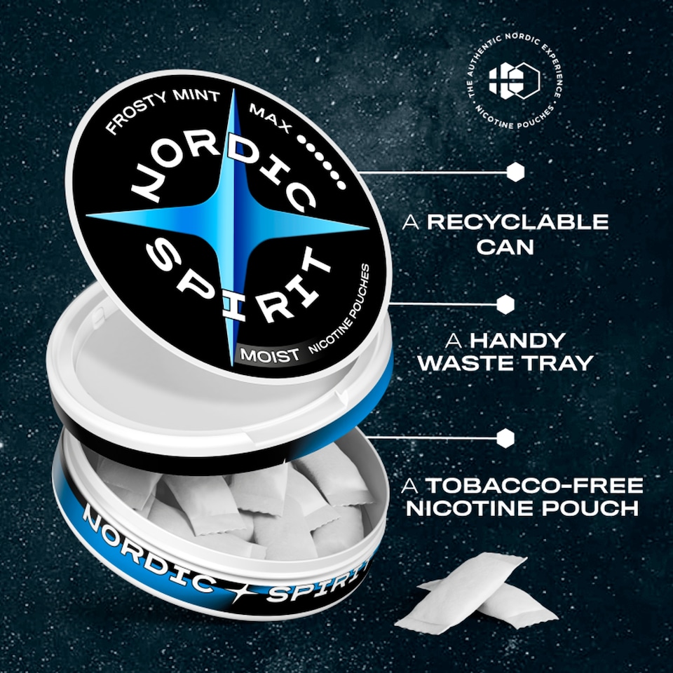 image 1 of Nordic Spirit Frosty Mint Tobacco Free Nicotine Pouches MAX 20 Pack 17mg 14g