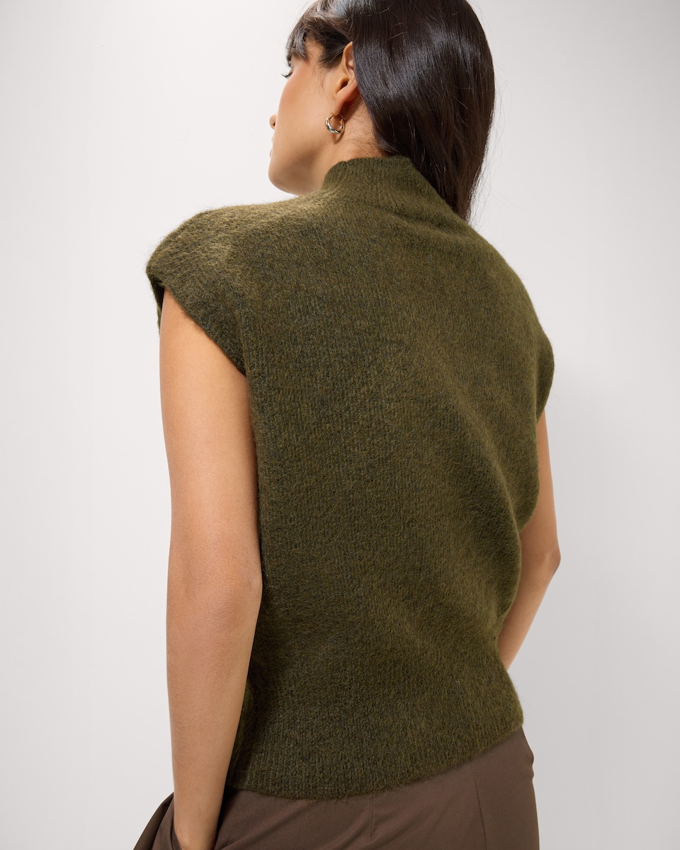 image 1 of F&F High Neck Knitted Vest in Olive