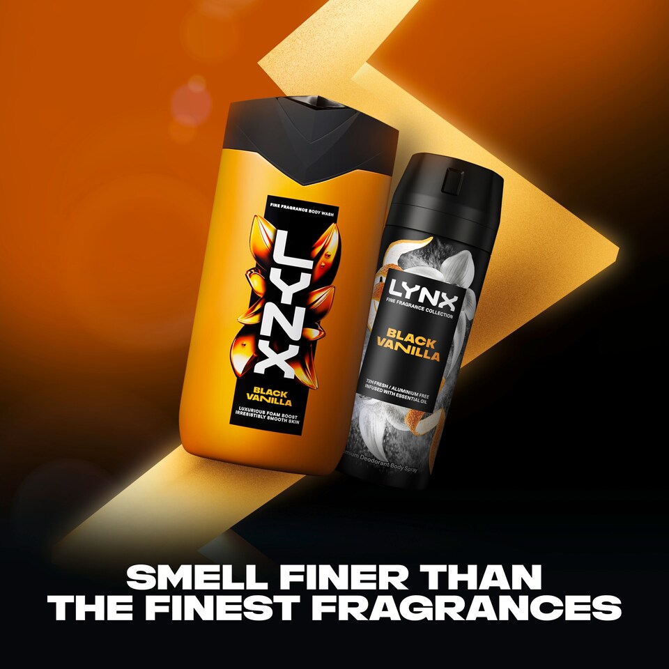 image 1 of Lynx Fine Fragrance Black Vanilla Bodyspray & Bodywash Gift Set