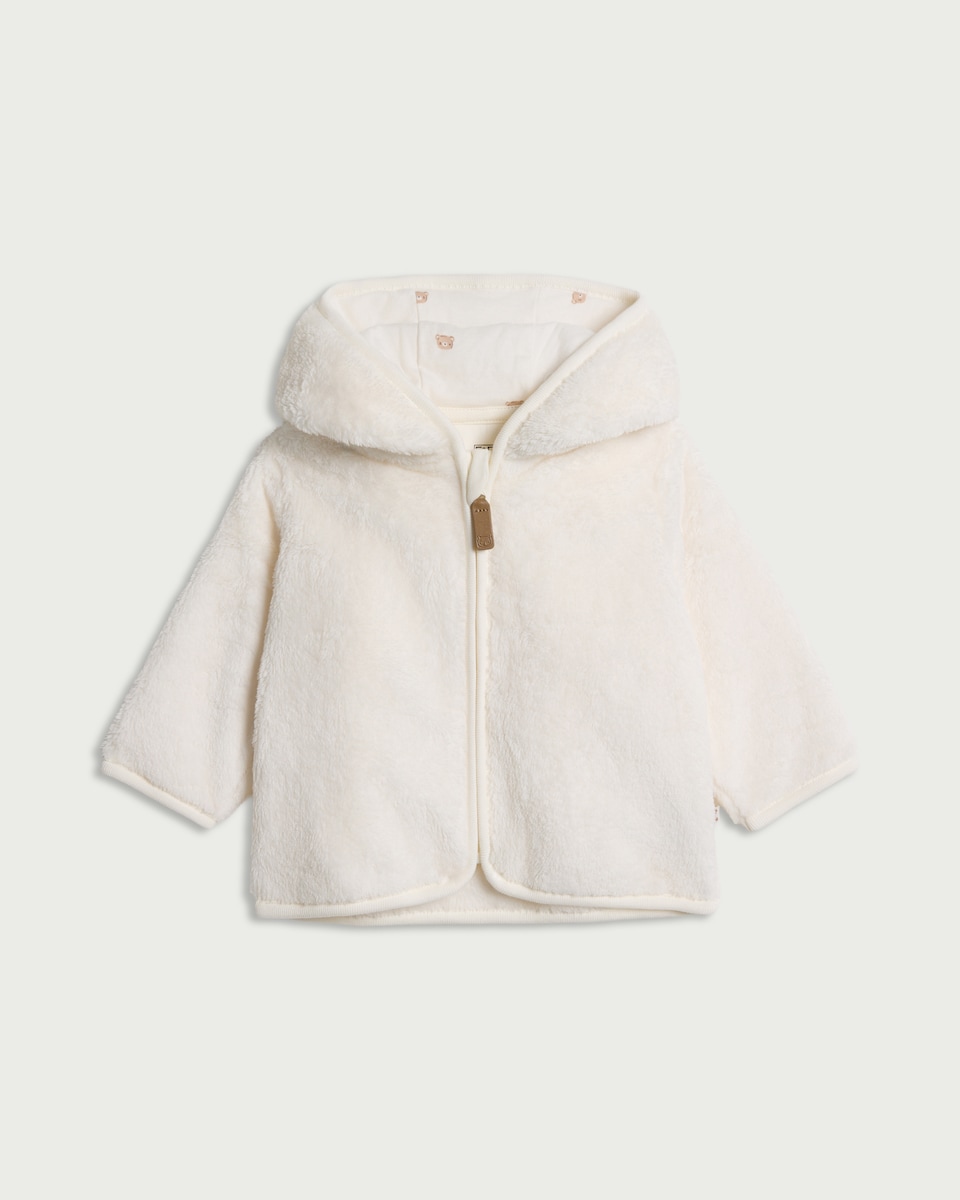 image 1 of F&F Baby Cuddle Fur Zip Up Jacket in White