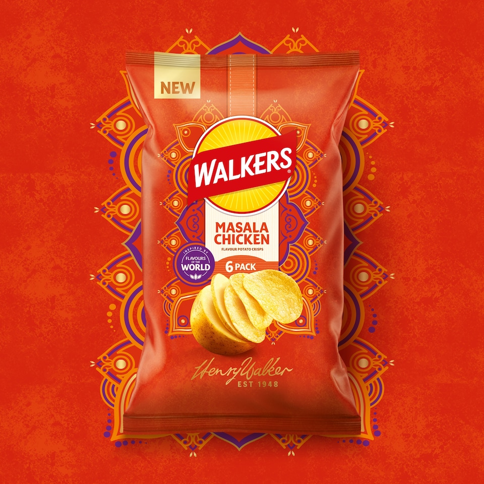 image 1 of Walkers Masala Chicken Multipack Crisps 6 x 25g