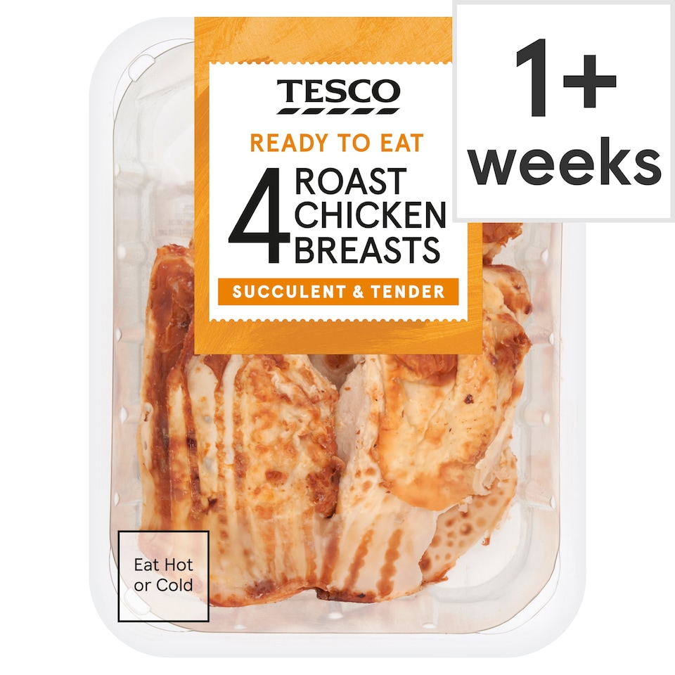Tesco 4 Roast Cooked Chicken Breast Fillets 485G