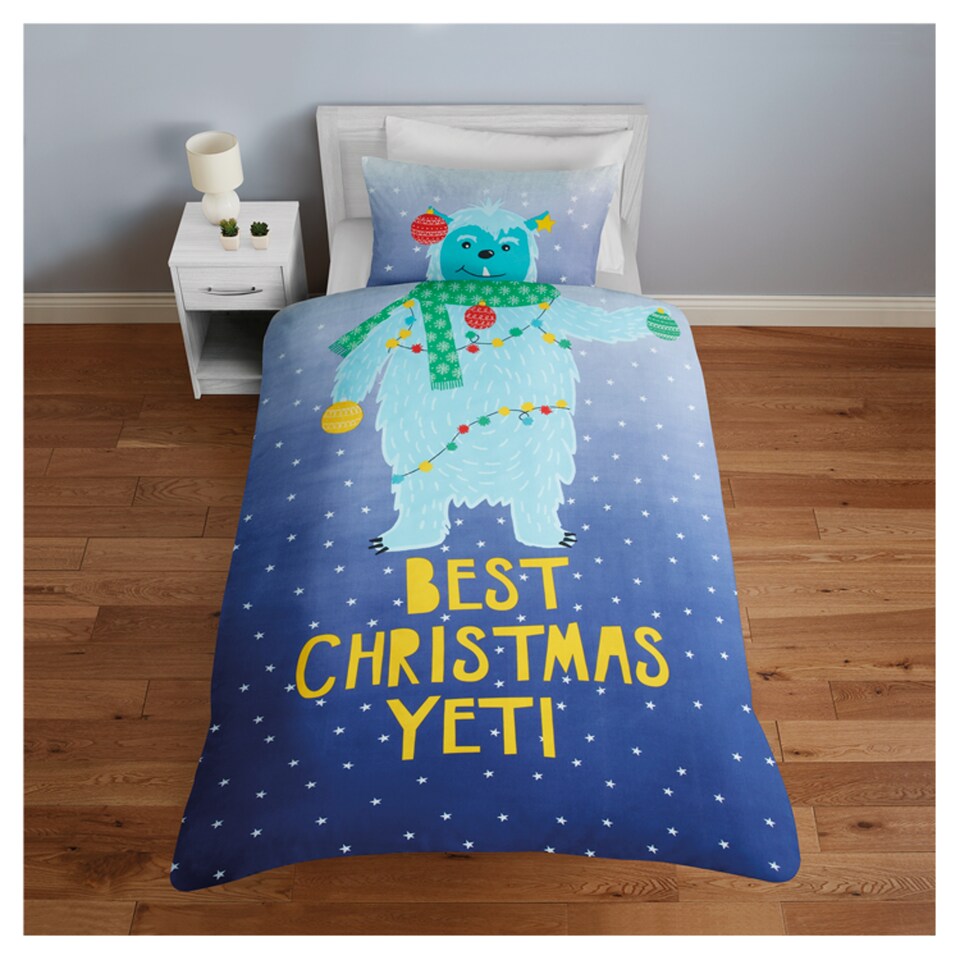 Tesco Best Christmas Yetti Duvet Set Single