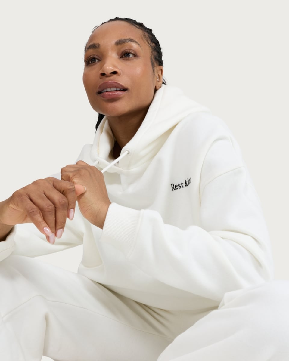 image 1 of F&F Active AFTERCLASS Rest & Reset Hoodie in Cream