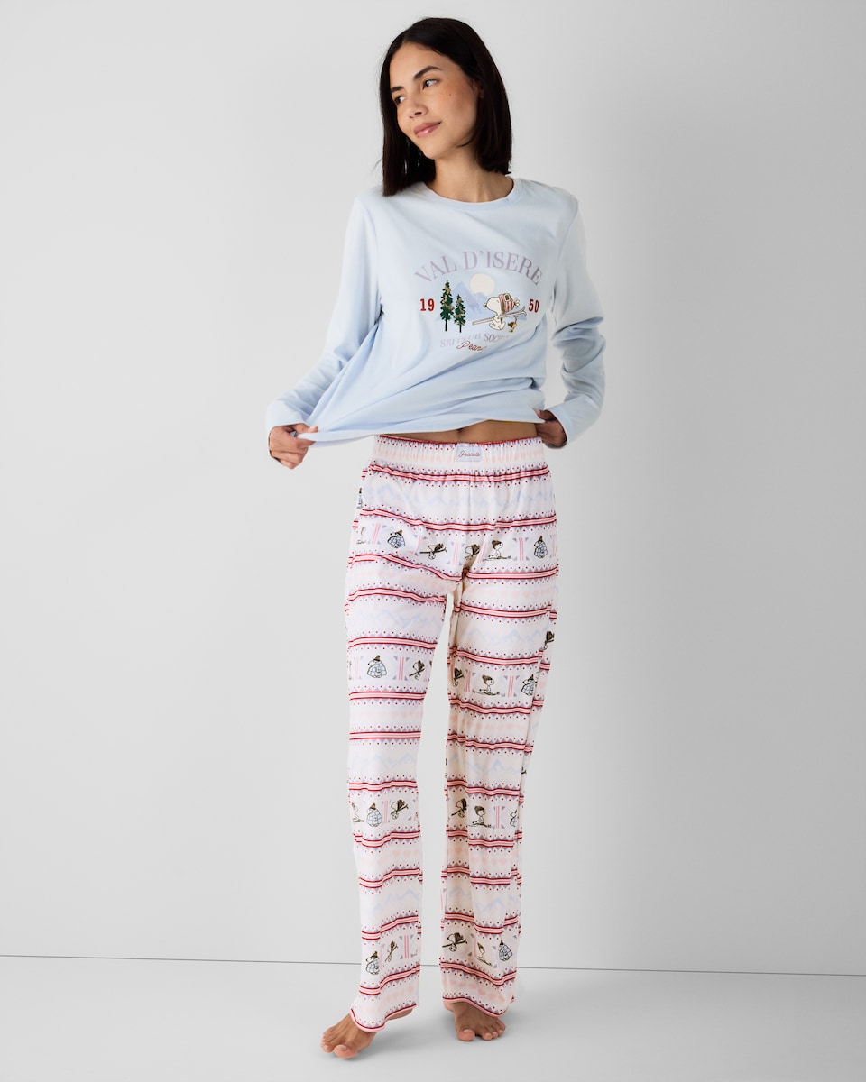 image 1 of Snoopy Christmas Fleece Pyjama Set in Multi White