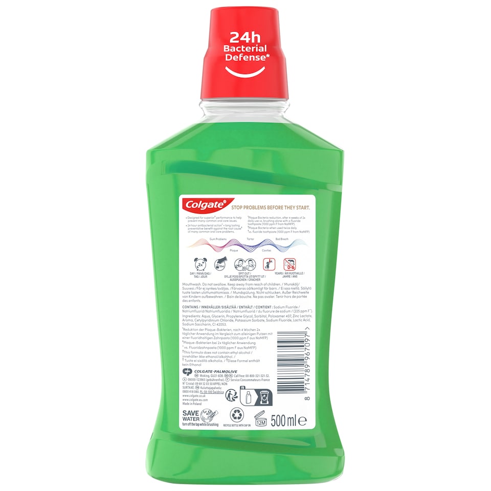 image 1 of Colgate Total Active Prevention+ Deep Clean Spearmint Mouthwash 500ml