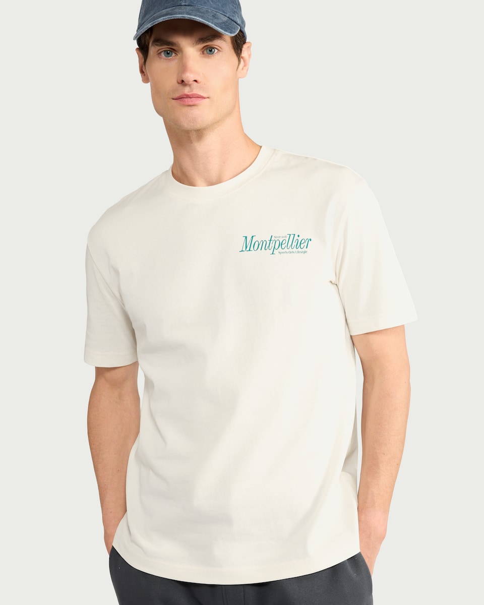 image 1 of F&F Pure Cotton Montpellier Oversized Fit T-Shirt in Ecru