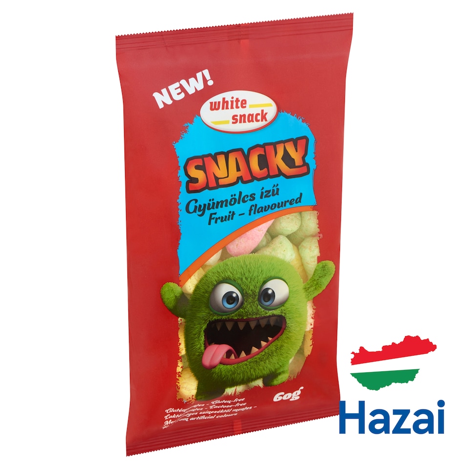 White Snack Snacky gyümölcs ízű extrudált kukoricarudacska 60 g
