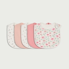 F&F Baby 5-Pack Pure Cotton Bibs in Pink