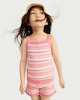 image 1 of F&F Girls 2-Piece Cotton Rich Striped Knitted Vest and Shorts Set in Multi Pink