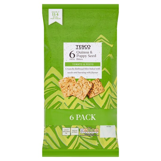 Tesco Quinoa, Poppy Seed Bites Tomato And Pesto 6X25g Tesco Groceries