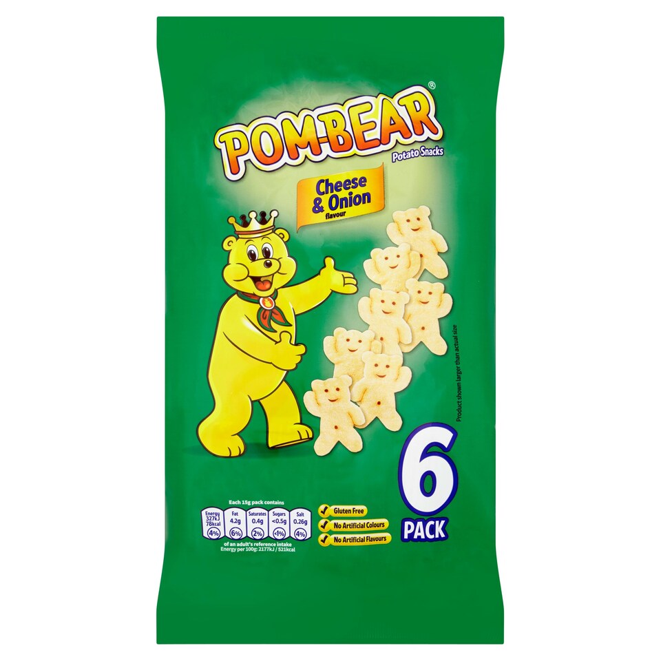 image 1 of Pom Bear Cheese & Onion Potato Snacks 6 X 15G