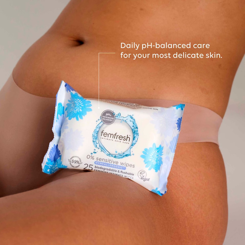 image 1 of Femfresh 0% Sensitive Wipes 25 Pack