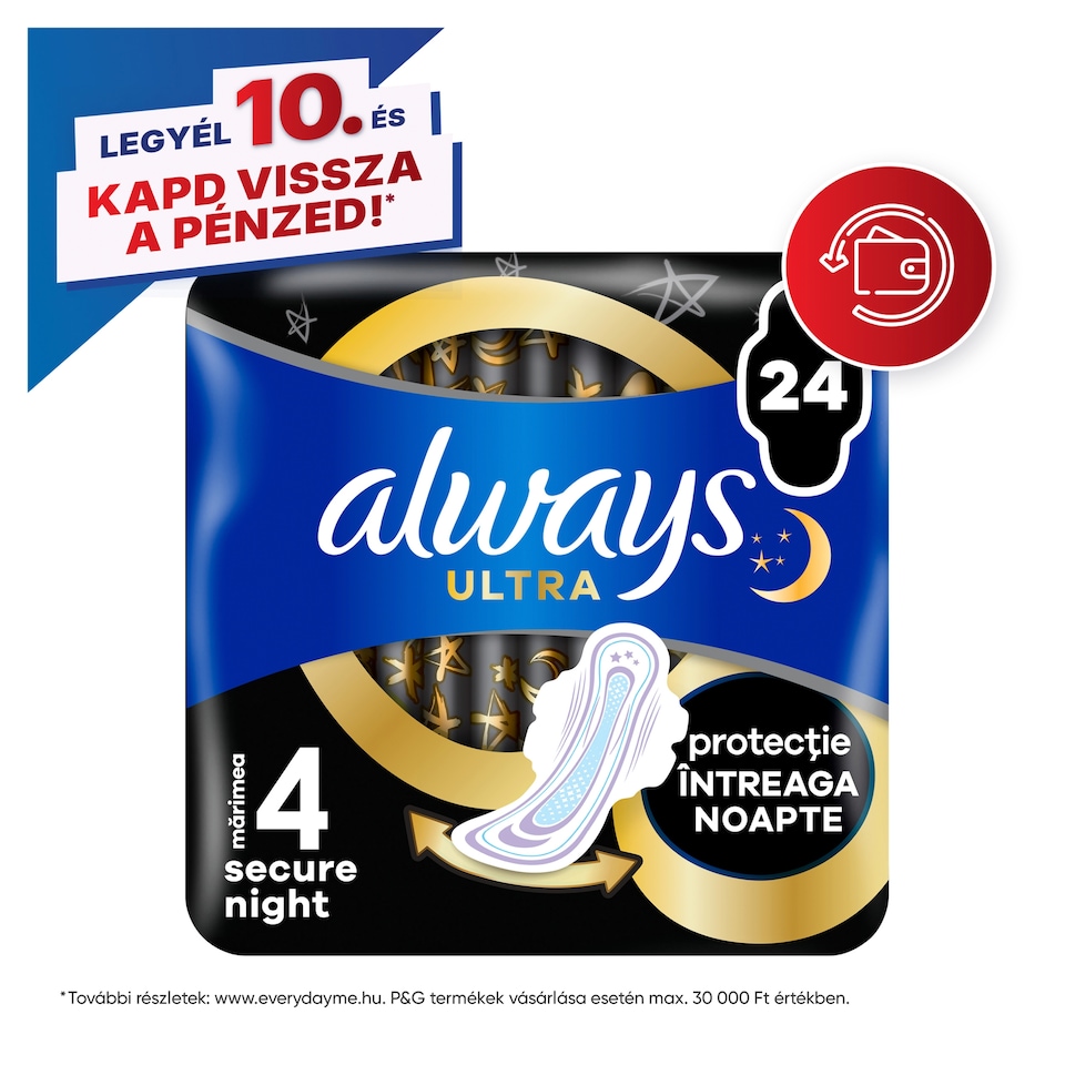 image 1 of Always Ultra Sanitary Towels Secure Night (Size 4) Wings X24