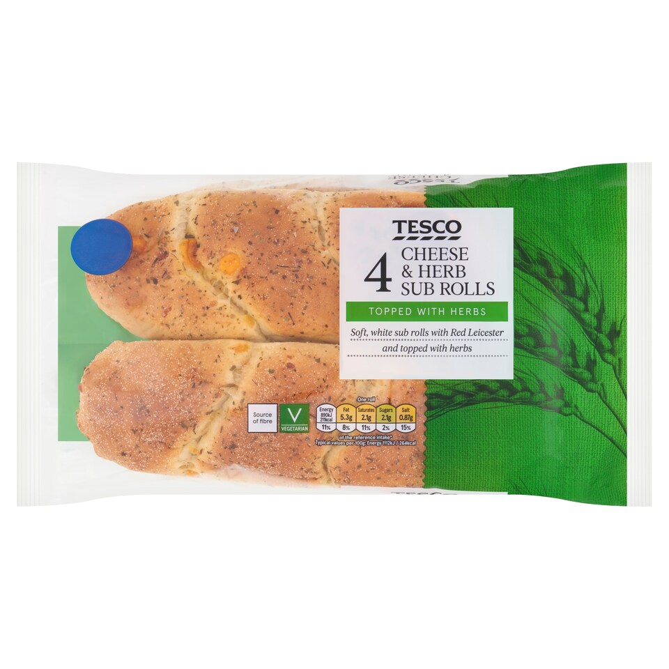 Tesco Cheese & Herb Sub Rolls 4 Pack