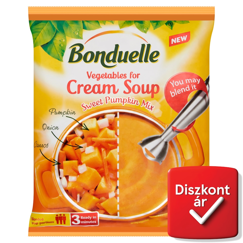 Bonduelle gyorsfagyasztott sütőtökös krémleves zöldségkeverék 400 g  1. kép