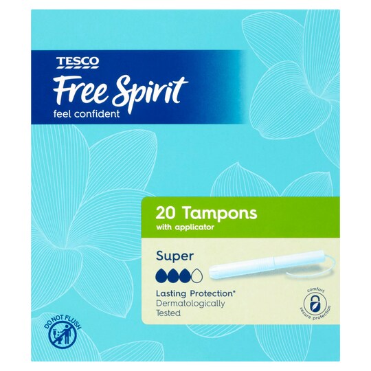 Tesco Free Spirit Super Applicator Tampons 20 Pack Tesco Groceries