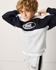 image 1 of F&F Boys Cotton Rich Colour Block Slogan Hoodie in Grey Marl