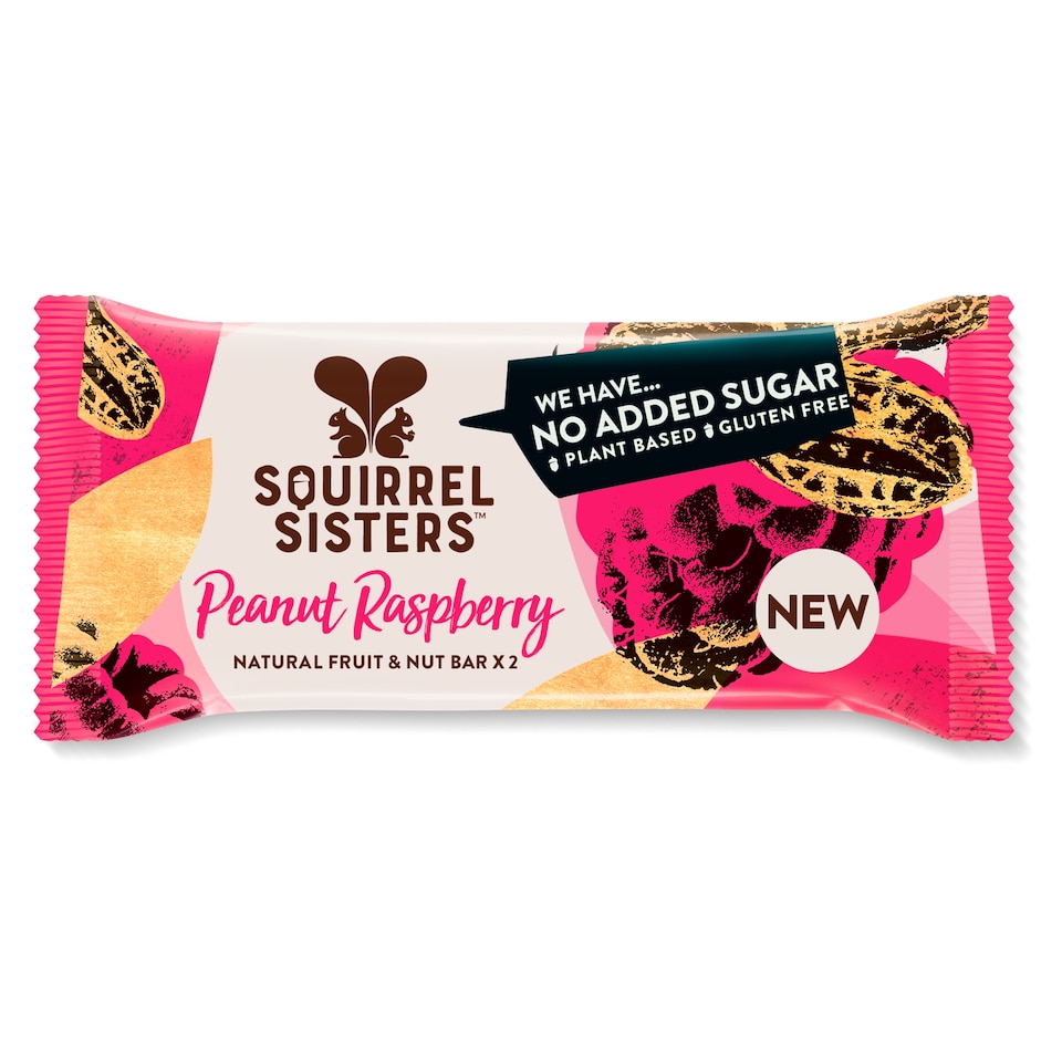 Squirrel Sisters Peanut Raspberry Fruit & Nut Snack Bar 2X20g