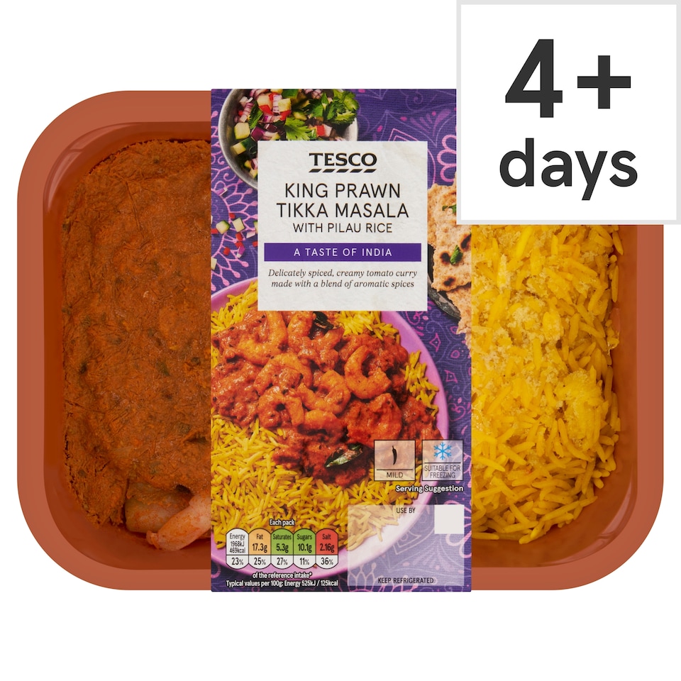 Tesco King Prawn Tikka Masala & Pilau Rice 400G