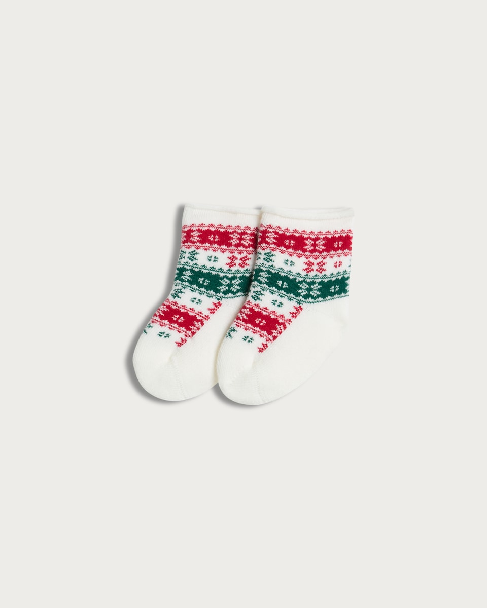 F&F Baby Fair Isle Print Matching Family Christmas Socks in Red