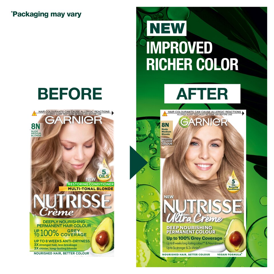 image 1 of Garnier Nutrisse Creme 8N Nude Medium Blonde