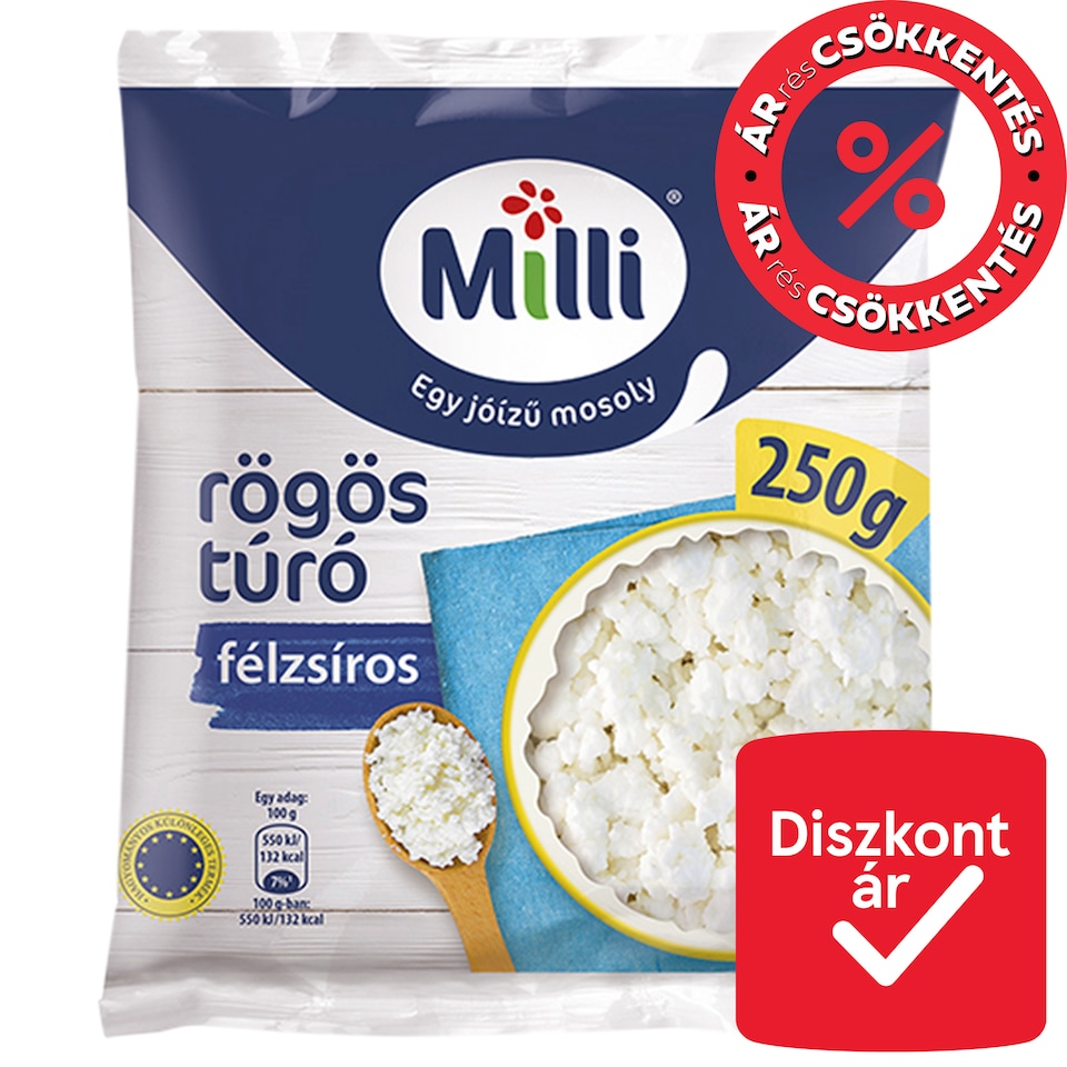Milli félzsíros rögös túró 250 g