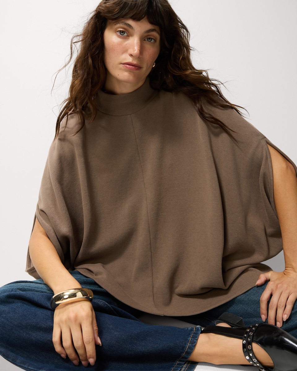 image 1 of F&F High Neck Cape Top in Mink