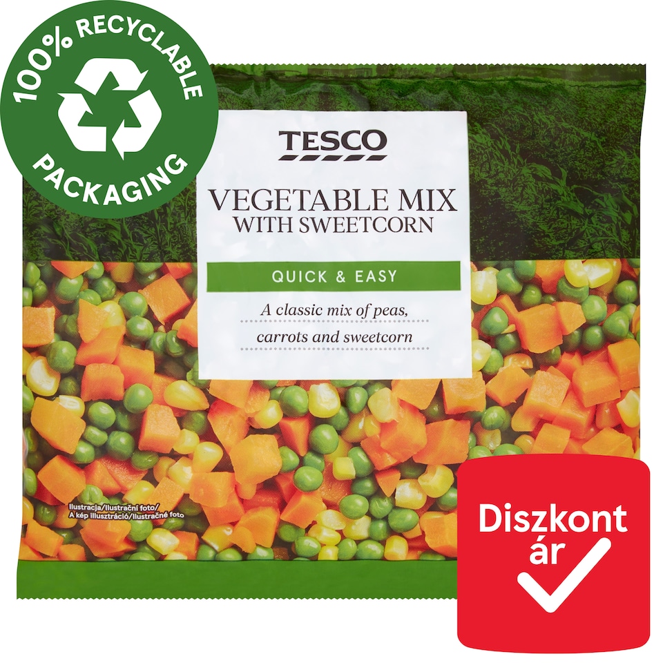 Tesco Quick-Frozen Vegetable Mix with Sweetcorn 450 g