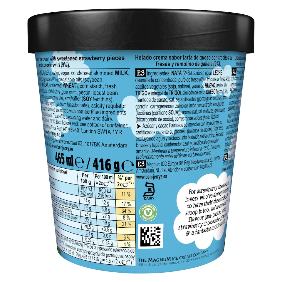 image 1 of Ben & Jerry's Strawberry Cheesecake Ice Cream Tub 465ml