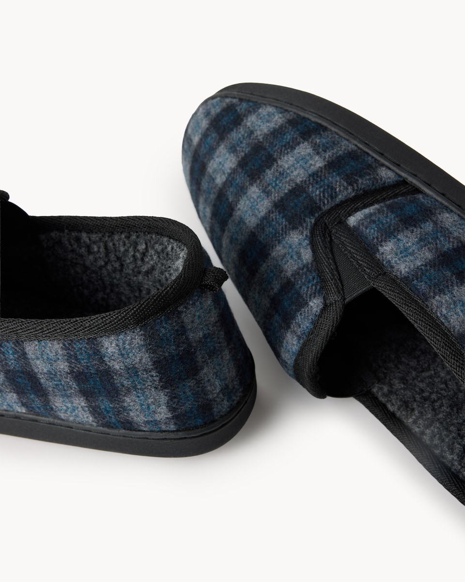 image 1 of F&F Check Closed Back Slippers in Navy