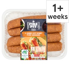 Tesco Fire Pit 4 Jumbo Hot Honey Pork Sausages 400G
