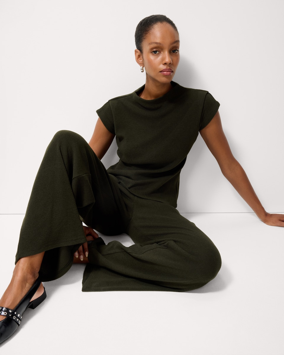 image 1 of F&F Brushed Wide Leg Co-ord Trousers in Olive