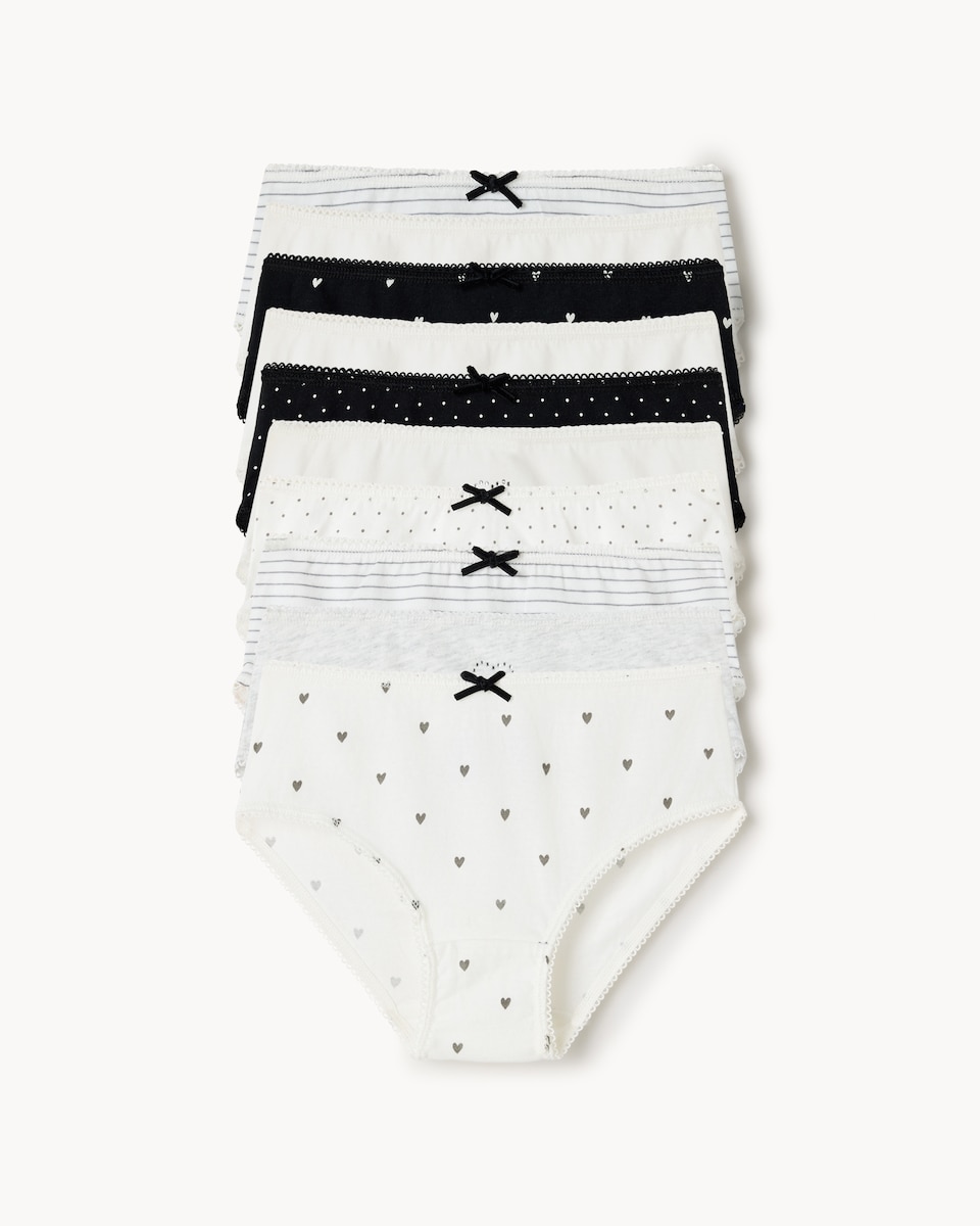 image 1 of F&F Girls 10-Pack Pure Cotton Patterened Briefs in White