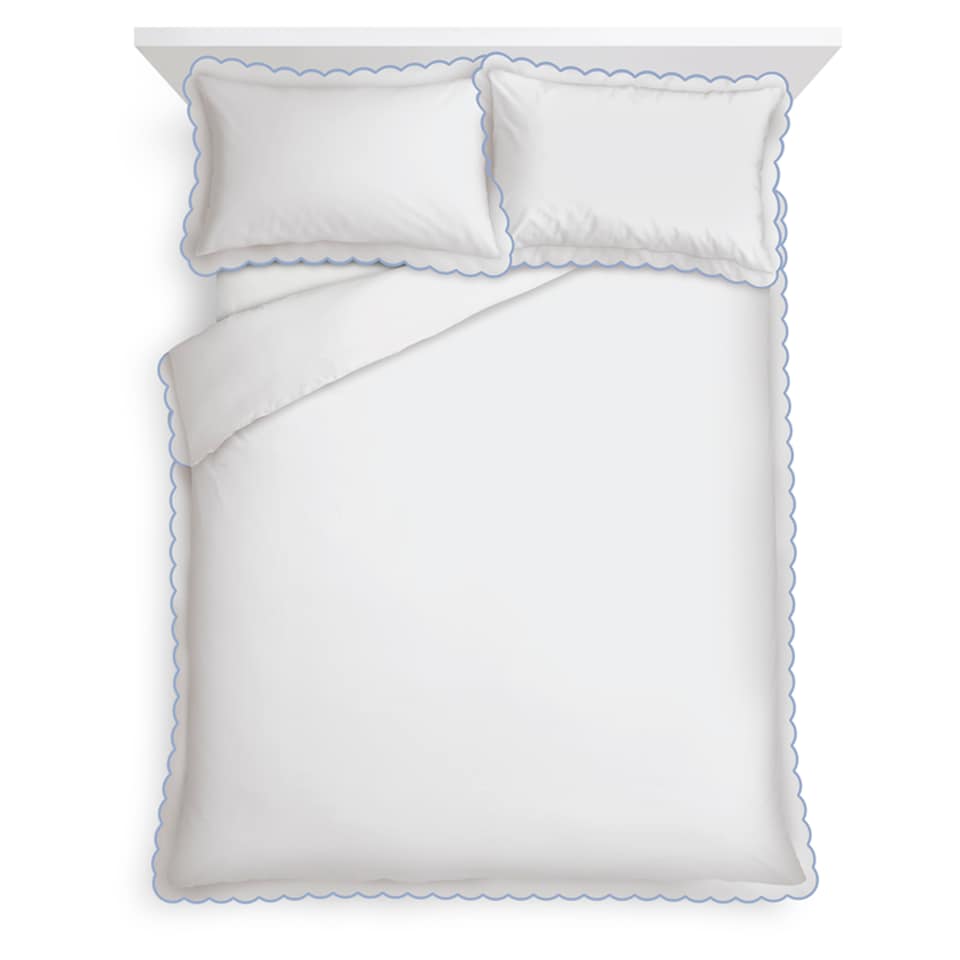 F&F Home Scalloped Edge Blue Duvet Set Double