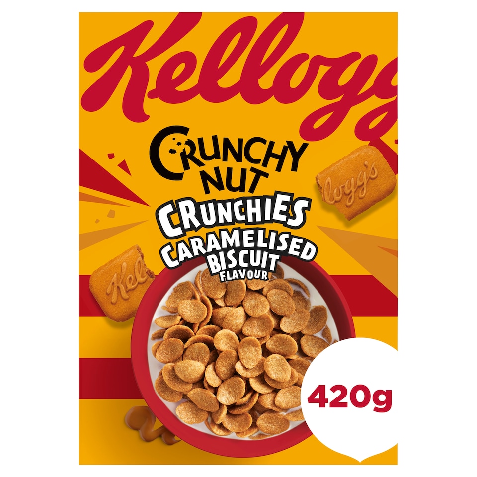 image 1 of Kellogg's Crunchy Nut Caramelised Biscuit Crunchies Breakfast Cereal 420g