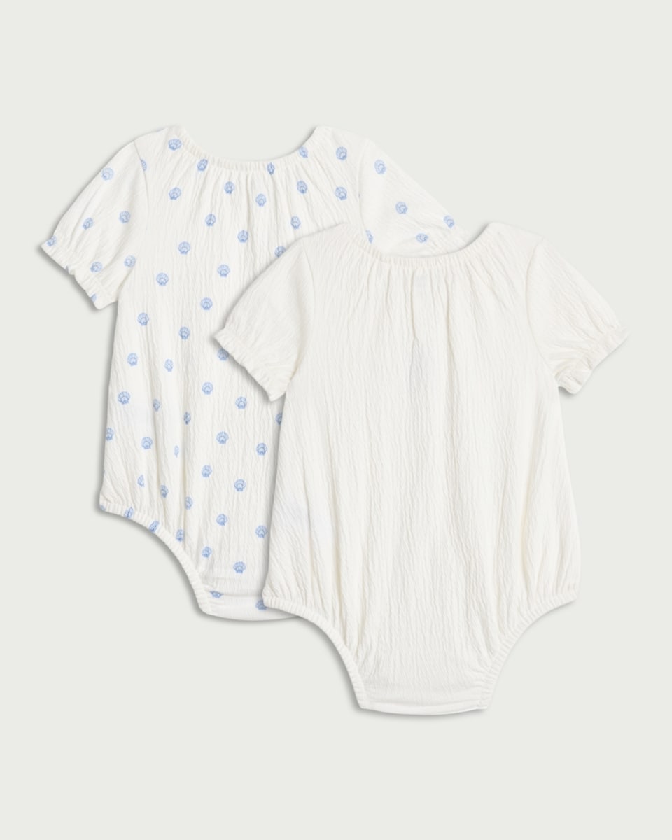 image 1 of F&F Baby 2-Pack Cotton Rich Short Sleeved Bodysuits in White