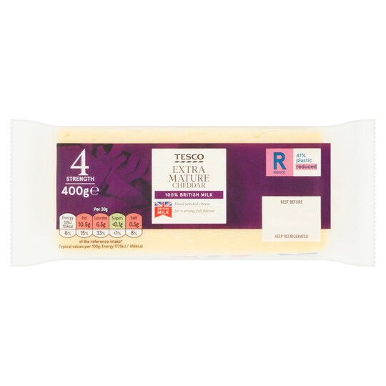 Tesco Extra Mature Cheddar Cheese 400G Tesco Groceries