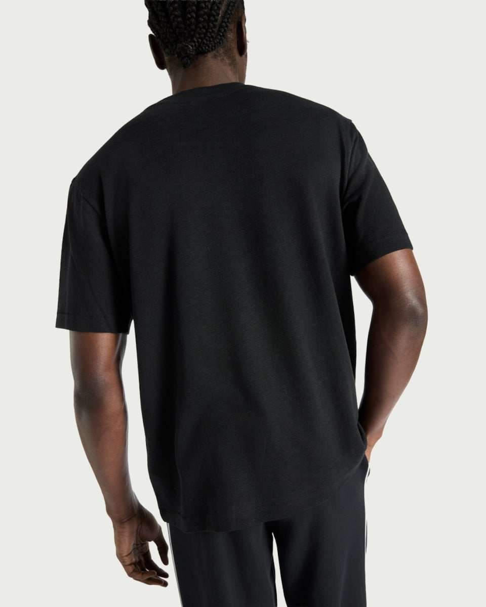 image 1 of F&F Edit Linen Rich Crew Neck T-Shirt in Black